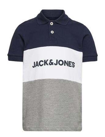 Jjelogo Blocking Polo Ss Jr T-shirts Polo Shirts Short-sleeved Polo Shirts Sininen Jack & J S