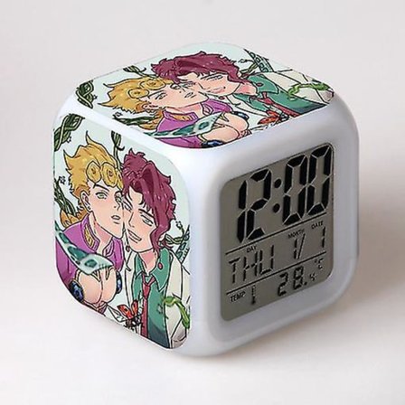 Jojo's Bizarre Adventure Vekkerklokke Fargeskiftende Fargerik Vekkerklokke Firekantet Klokke