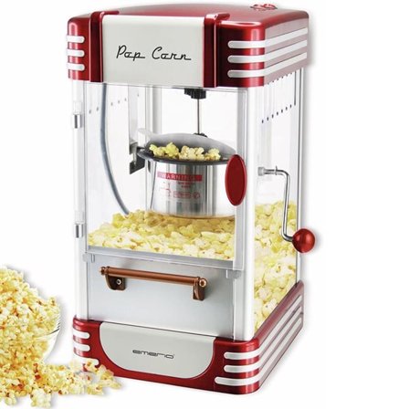 Emerio Popcornmaskin Retrostil – med Belysning og Målebeger