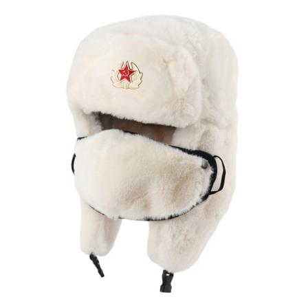 Multi-purpose MenWinter Thermal Bomber Hats för mjukt och varmt Beige Soviet Emblem