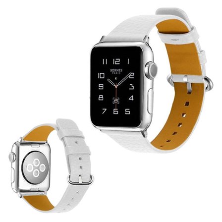 Apple Watch Series 3/2/1 42mm litchi texture watch band - White