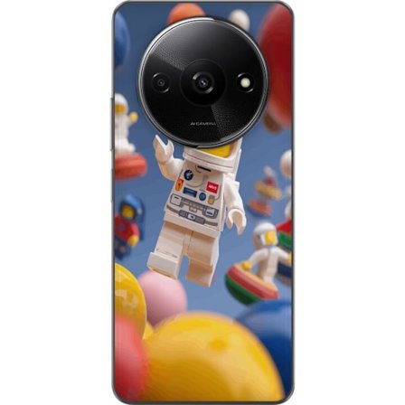 Kompatibel Mobilcover til Xiaomi Redmi A3 LEGO-inspireret astronaut figur i rummet blandt farverige planeter, legesyg 3D-illustration til børneværelse