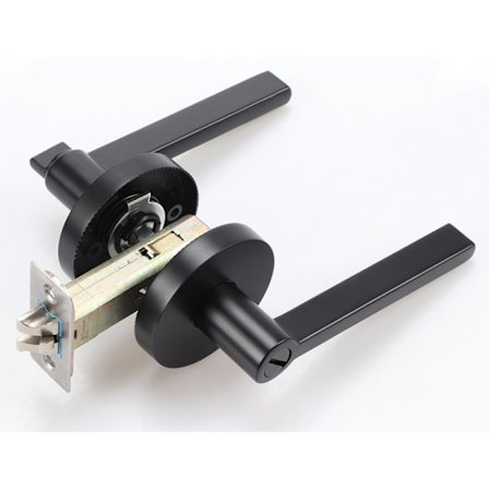 Matt sort tung dørhåndtak lås med nøkkel, personvern dørhåndtak, universell dørhåndtak soverom tre håndtak lås