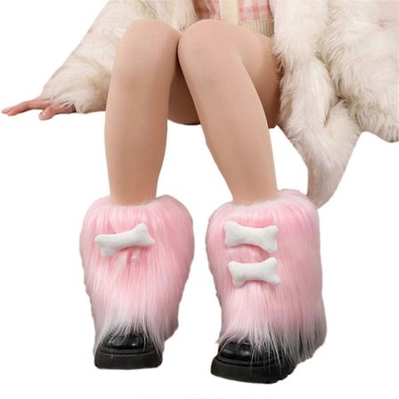 Kvinder Piger Japansk Stil Anime Furry Plys Korte Benvarmere Sød Tegneserie 3D Ben Fuzzy Fortykket Støvlekanter Benbeskyttere