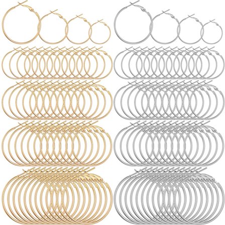 96 stk. øreringe hoops til smykkefremstilling 20 mm 25 mm 30 mm 40 mm