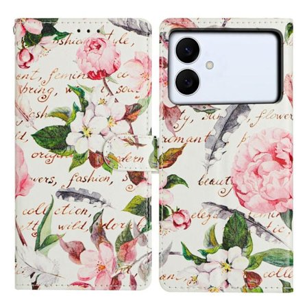 Samsung Galaxy S26 Edge Plånboksfodral Mönstertryck Flip Konstläder Grön Blommor
