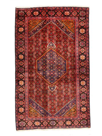 Hand Knotted Persian Hamadan Rug 131X211 Dark Red/Black