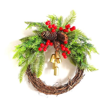 Boho-tyyliin tehty joulukranssi, keinotekoinen kranssi, joulukuusen etuoven ripustettava kranssi, juhlakoriste