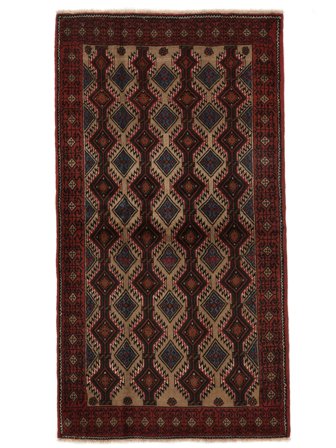 Baluch Rug 112X203 Black/Dark Red Wool, Persia
