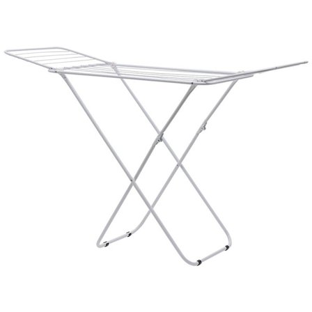 Linnetork, hopfällbart torkställ med stänger, stativtork, inomhus/utomhus, sängkläder och kläder, vitt