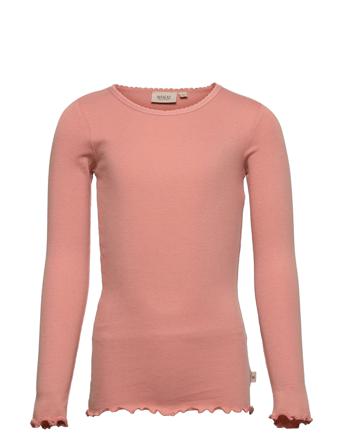 Rib T-Shirt Lace Ls T-shirts Long-sleeved T-shirts Rosa Wheat