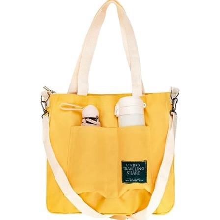 Lerretsveske for kvinner, skulderveske, håndveske, søt, uformell veske med glidelås