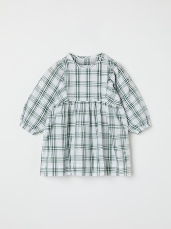 Polarn O. Pyret - Check dress with puff sleeves - 68 - Childrenswear - green