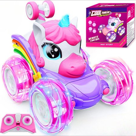 2.4GHz Genopladelig Stunt RC Bil med 360° Flips, Drifts & Spins - USB-Drevet Indendørs/Udendørs Leg, Batteri, 2.4GHz Trådløs Kontrol, Pink &(f2)