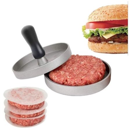 Kampanj Hamburgare Press - 12cm Hackbiff Press - Burger Apparat för Hackat Kött Kök - Avtagbar Botten - Grill Grillpanna
