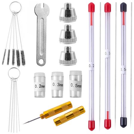 21 st Airbrush Munstycks-lock Underhållskit Skiftnyckel Rengöringsborstar Stål