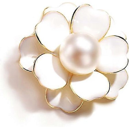 Blomsterbroche til kvinder med kunstige perler og emaljelegering, hvid corsage, tøjtilbehør, stilfuld og populær, holdbar (Hvid)