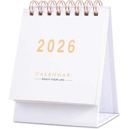 Skrivebordskalender 2026, egnet for bruk hjemme eller på kontoret (hvit)
