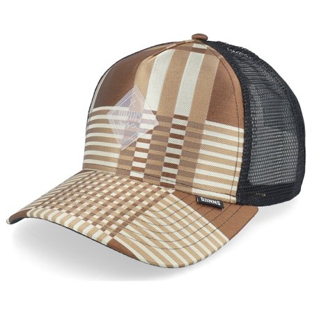 Djinns - Brun trucker Keps - Hft Cap Shiny Check Coffee/Creme A-Frame Trucker @ Hatstore