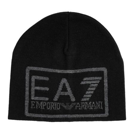 Emporio Armani Ea7, men beanie hat Core Identity Zwart, Heren, Maat:L