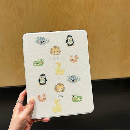 Egnet for roterende dyretransparent etui med pennholder for iPad 7 8. 9. 10. generasjon 10.2 deksel for iPad Pro 11 10.5 Air Mini 6 nettbrett Ca