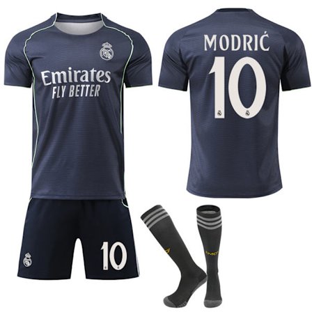2025-2026 Real Madrid Uusi kausi Vieraspeliasu Lapsi Aikuinen Jalkapallopaita Setti Sukkien kanssa No.10 Modric-FQ-