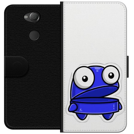 Kompatibel Tegnebogsetui til Sony Sony Xperia XA2 Blå tegneseriefigur med åbent udtryk og store øjne i sjov illustration