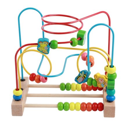 Träslinga labyrintspel i ljusa färger, tecknad tidig pedagogisk inlärningsleksak
