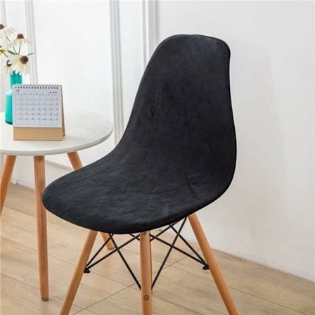 Stolebetræk Ensfarvet Spisestolebetræk Armløst Stolebetræk Sort 4 Dele