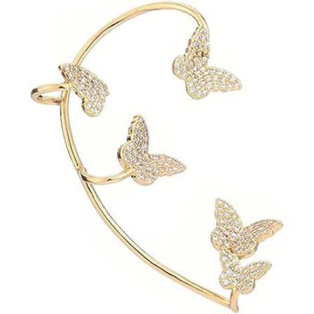 Zirkon Sommerfugleøreringe, zirkon Sommerfugleøreringe Rundt Om Øret, zirkon Sommerfugleøreringe Til Kvinder, Passer Til Dame Og Pige Venstre Guld -