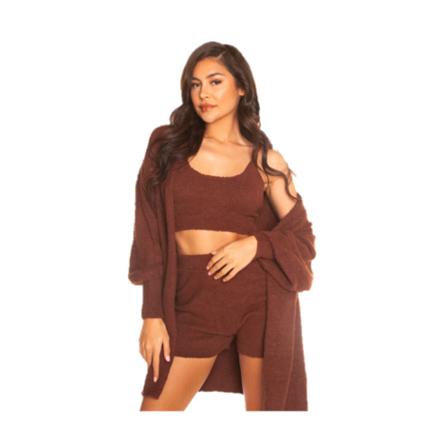 LA Sisters, Fluffy Laid Back Three Piece Bruin, Dames, Maat:M/L,polyester