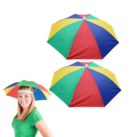 Sateenvarjohatut - Värikkäät juhlahatut, kädet vapaana, hauskat sateenkaari-rantajuhlahatut, säädettävä koko sopii kaikille