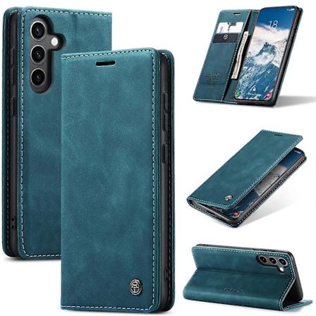 Til Samsung Galaxy S25 Etui CASEME 013 Serien Kortholder Stativ Læder Telefoncover - Blå