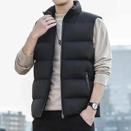 Höst/vinter Ny Herr Bomulls Väst Snygg Ung Axelväst Varm Jacka Manlig Bomullsstoppad Rock Lös Passform Dunjackor GRAY 5XL