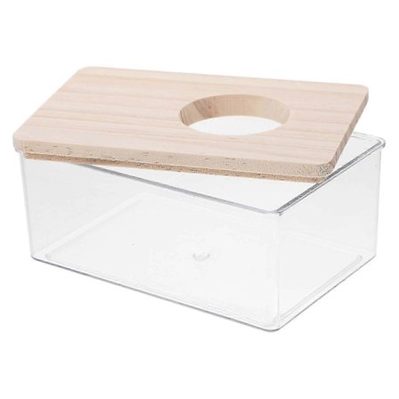 Gjennomsiktig Akryl Hamster Sand Badeboks med Tre Lokk 15.4x10.5x7cm