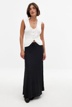 NA-KD Crochet Maxi Skirt - A-formet Nederdel - Sort - M