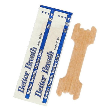 Pakkaus, jossa 100 Better Breath -nenälaastaria kuorsausta vastaan, nenänauhat, kuorsauksen estäjät