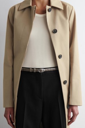 COS Women's Slim Croc Embossed Leather Belt in Brown