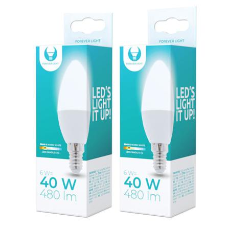 2-pack Led-lampa E14 6w 480lm (3000k) Varm Vit Vit