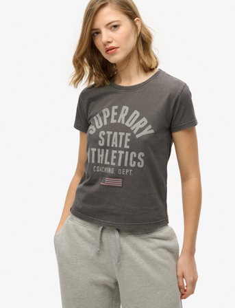 Superdry Ath Graphic Fitted Tee - Grey - 38