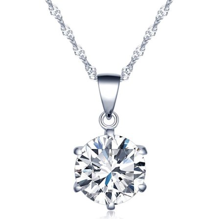 Sølvkjede med skinnende diamant anheng kragekjede, egnet for kvinner jenter gave