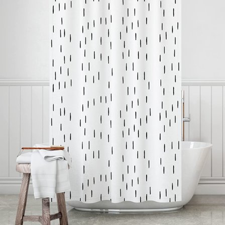 Svartvit duschdraperi - Trendig Boho duschdraperi (Vattentät 72" X 72" tum)