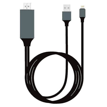 Lightning til HDMI Kabel til iPhone iPad Skærm TV HD Adapter USB Oplader 2m