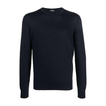 Z Zegna, Round-neck Knitwear Blauw, Heren, Maat:M