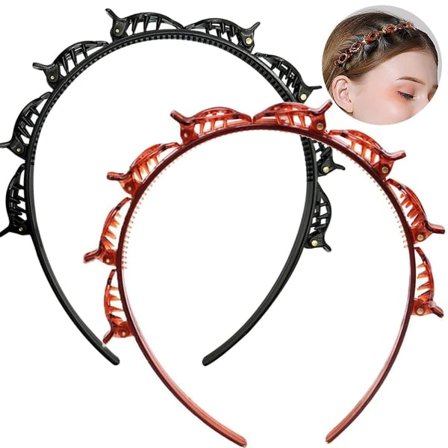 IC Frisyr hårnål, 2 stk Frisørhjelp hårbøyle med klemmer, 1 svart + 1 brun