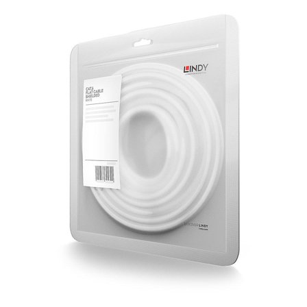 Lindy U/FTP Flat PatchCord Cat6. CU. White. 1.0m Factory Sealed