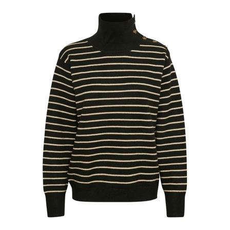 Soaked in Luxury Soaked In Luxury Sllyrica Stripe Pullover Ls Strik 30405625 Black & Sandshell Stripe Sort, Dame