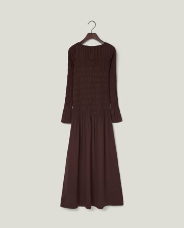 Lexington Smock Detail Maxi Kleid, Dunkelbraun