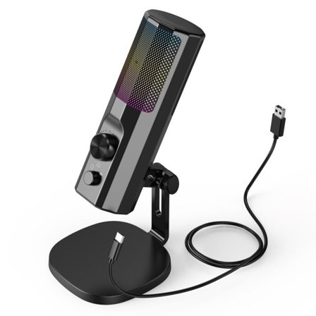 Støjreducerende Mikrofon med RGB LED Lys USB Gaming Desktop Kondensator