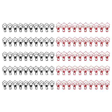 100 kpl Mustakiinnittimiä Musta Punainen Söpö Sarjakuva Kukka Muoto Metalli Ontto Pitkä Häntä Klipsit Toimisto Paperi Puristimet